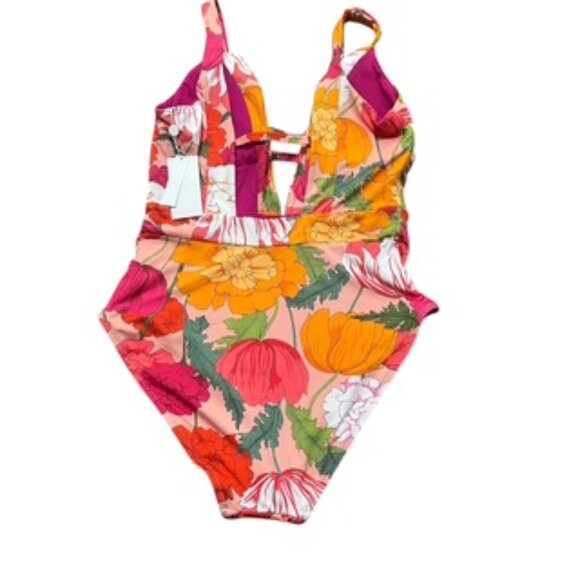 NEW Trina Turk‎ 1-Piece Swimsuit Women’s Size 10 Floral Moderate Coverage V-neck - Picture 7 of 14